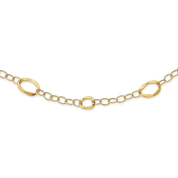 14k Yellow Gold Polished Fancy Link Necklace