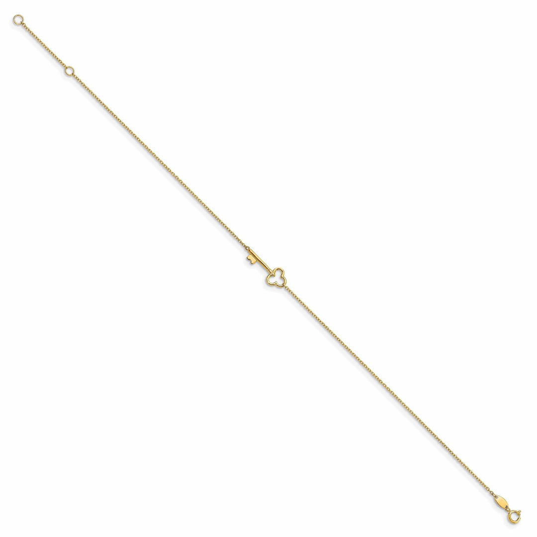 14k Yellow Gold Polished Key Anklet