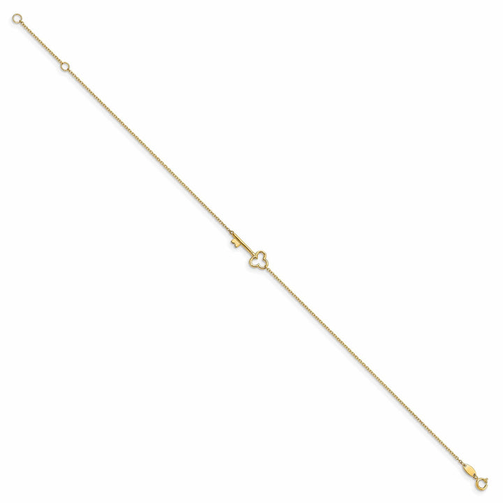 14k Yellow Gold Polished Key Anklet
