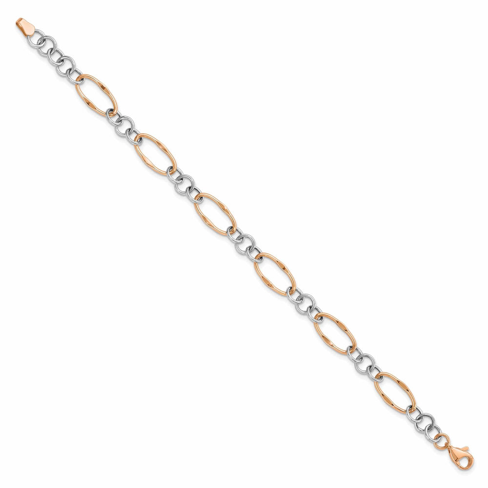 14k Two Tone Gold Polished Link Bracelet