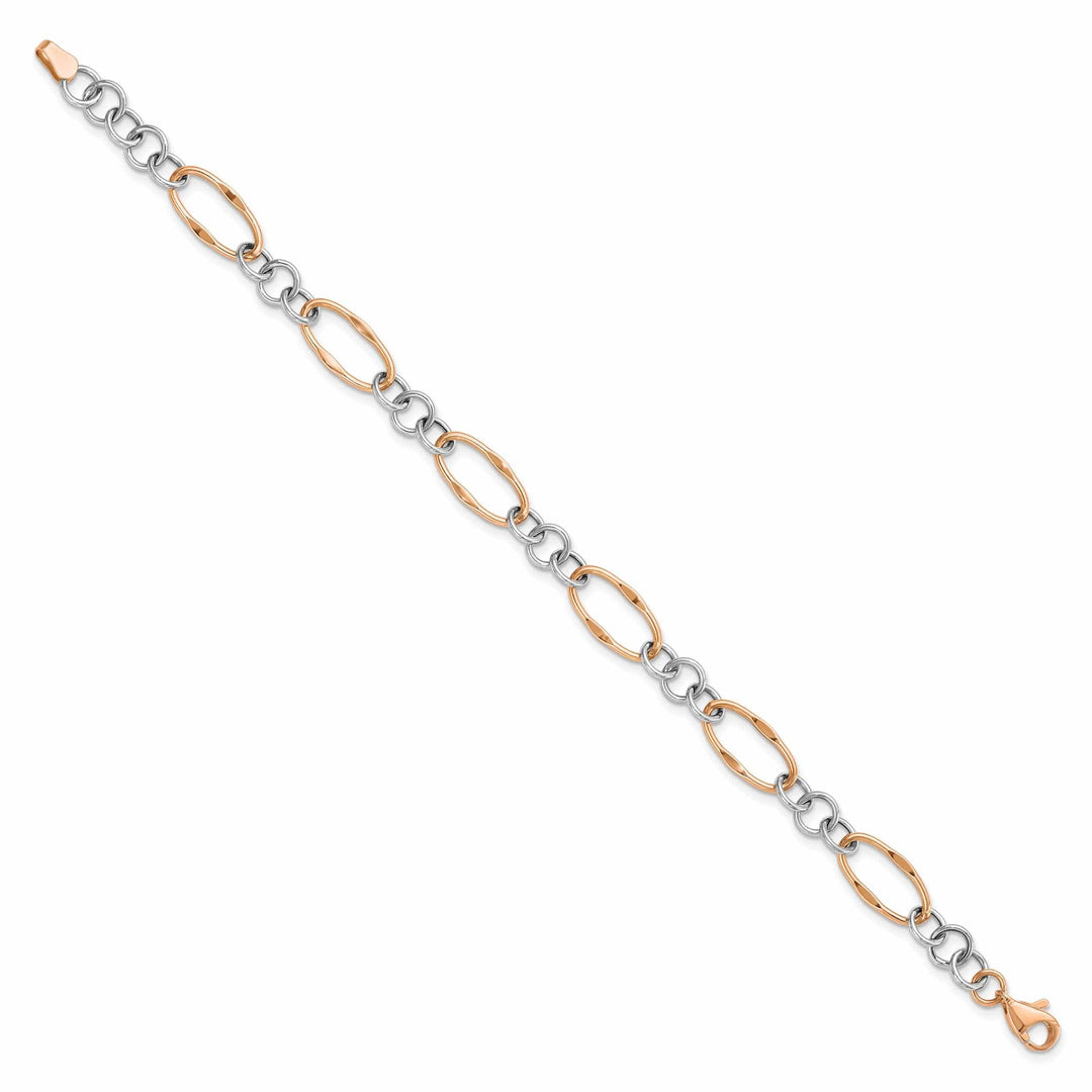 14k Two Tone Gold Polished Link Bracelet