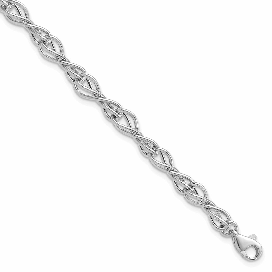 14k White Gold Polished Fancy Link Bracelet