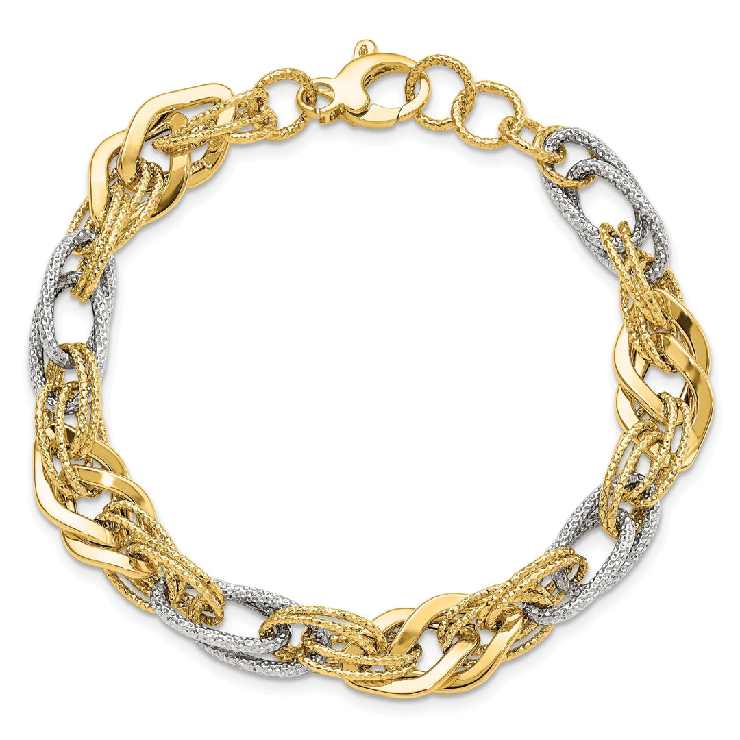 14k Yellow and White Gold Polished D.C Bracelet