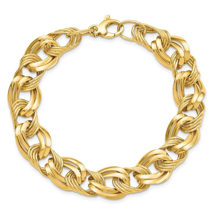 14k Yellow Gold Polished Fancy Link Bracelet