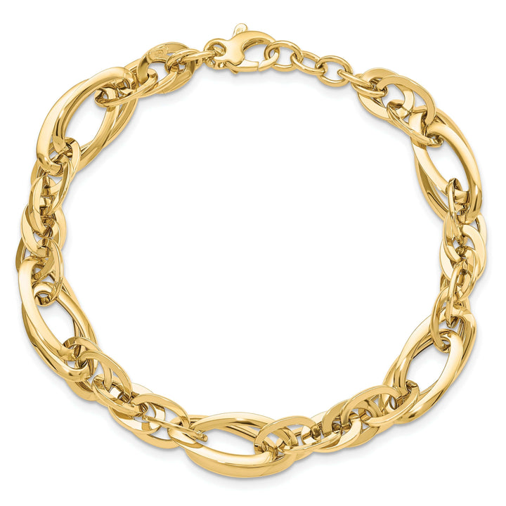 14k Yellow Gold Polished Fancy Link Bracelet