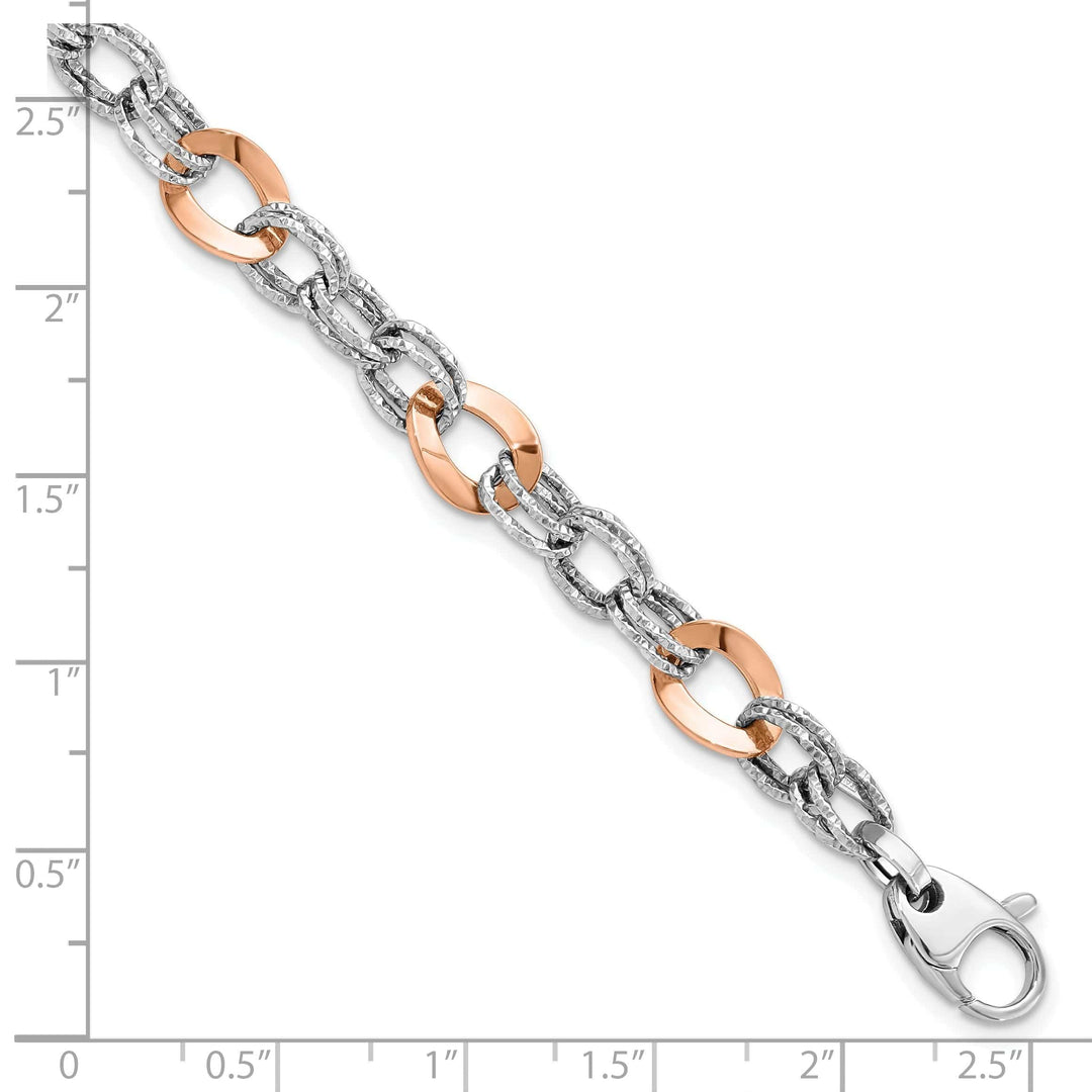14K Two tone Gold Polish DC Fancy Link Bracelet