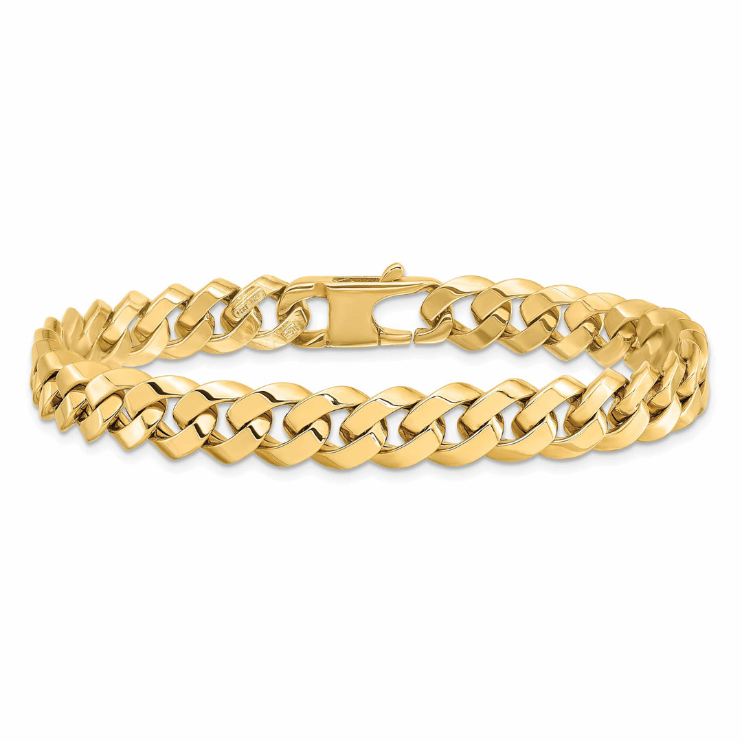 14k Yellow Gold 8.5mm Beveled Curb Bracelet