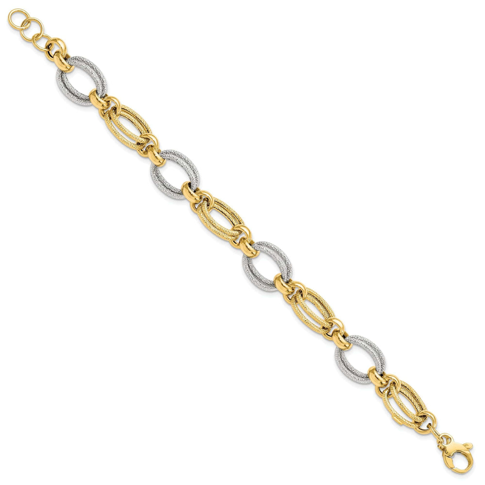 14k Two Tone Gold Fancy Link Bracelet