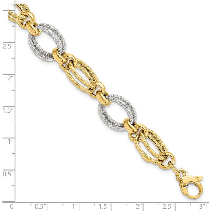 14k Two Tone Gold Fancy Link Bracelet