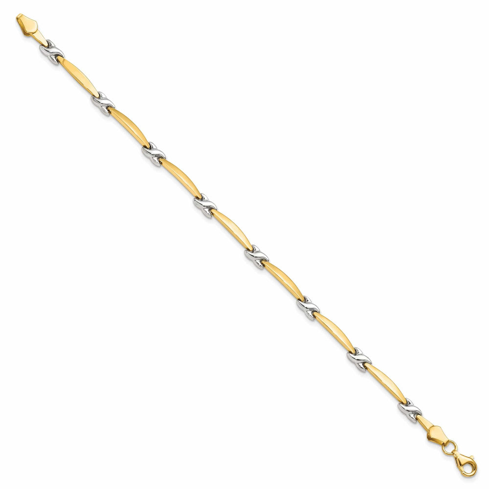 14k Two Tone Gold Diamond Cut Fancy Bracelet