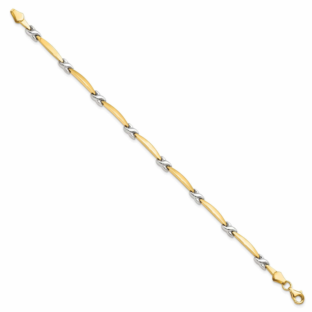 14k Two Tone Gold Diamond Cut Fancy Bracelet