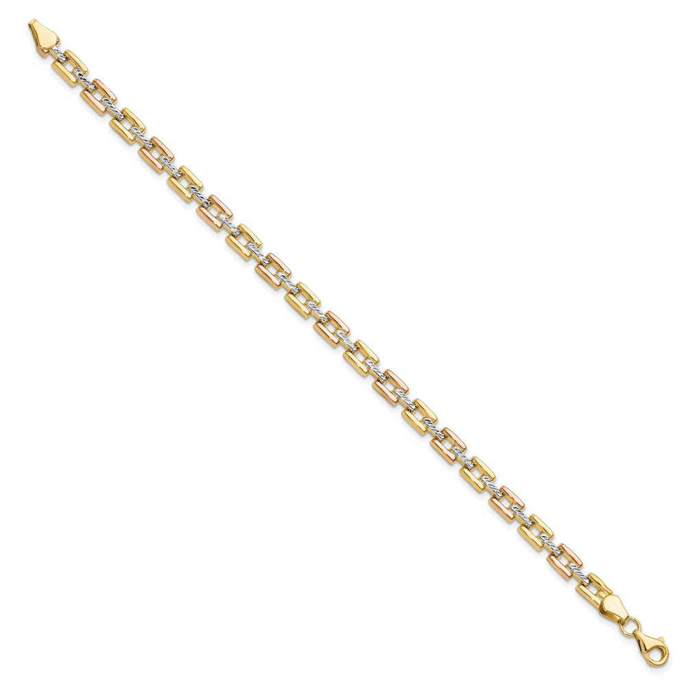 14k Two Tone Gold Diamond Cut Fancy Bracelet