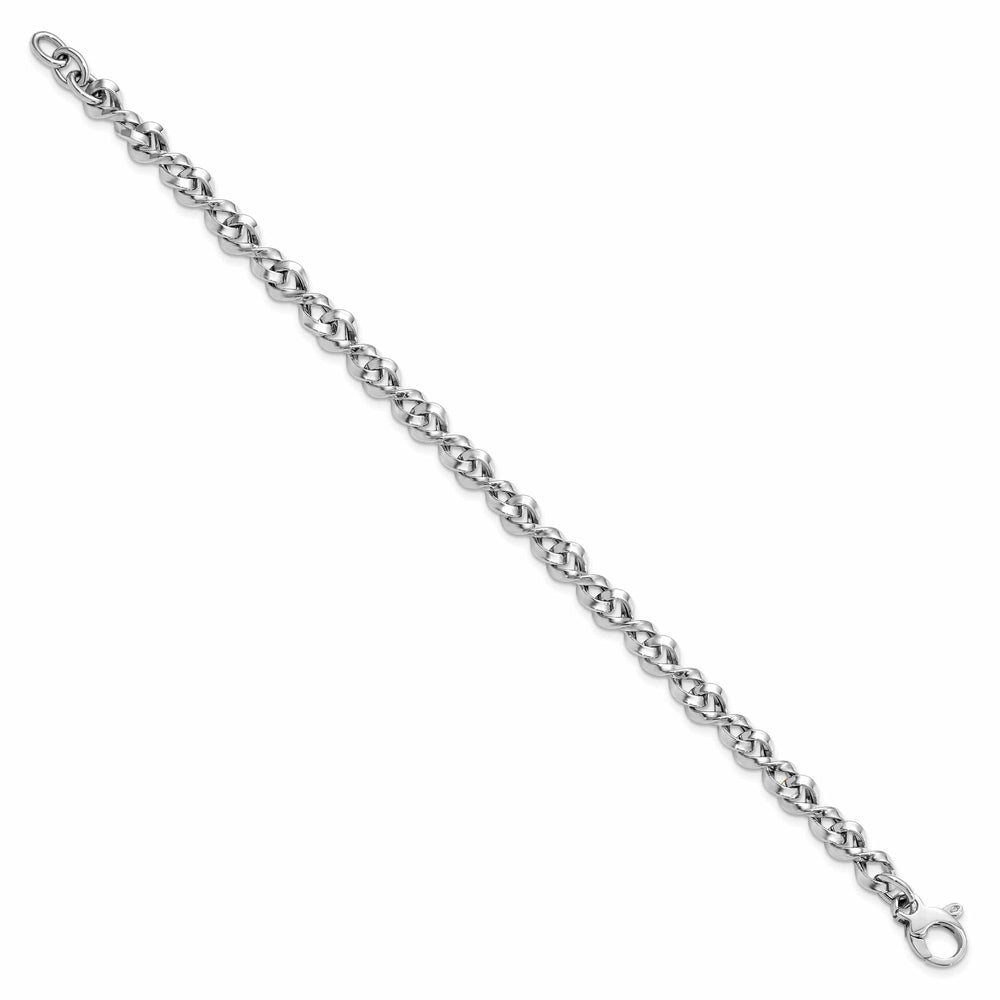 14K White Polished Fancy Twisted Link Bracelet
