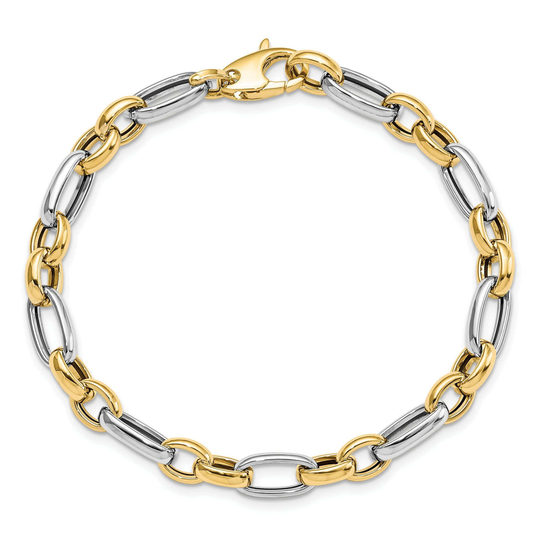 14k Two Tone Gold Fancy Link Bracelet