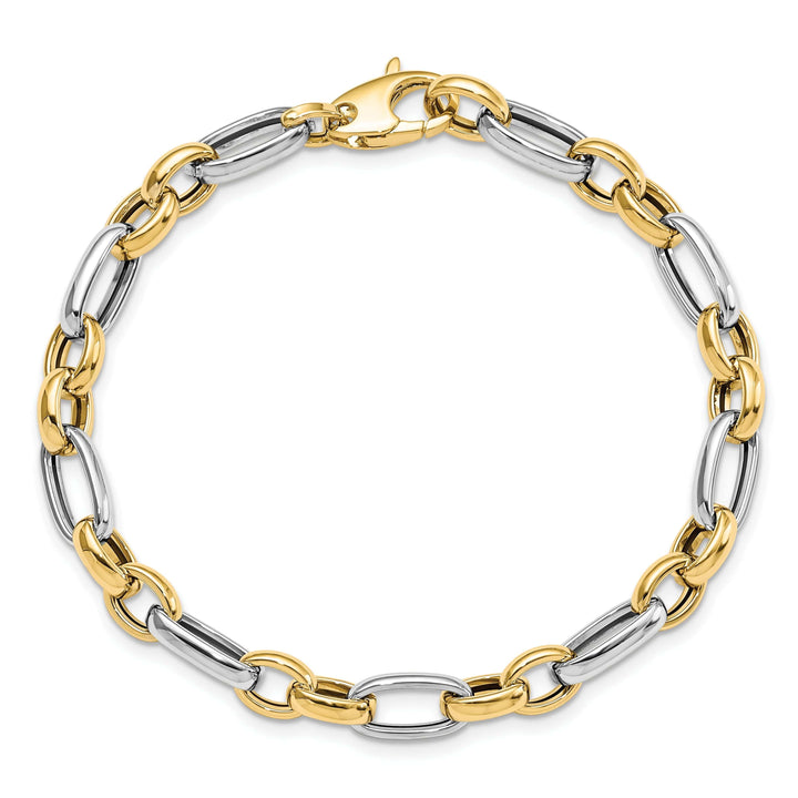 14k Two Tone Gold Fancy Link Bracelet