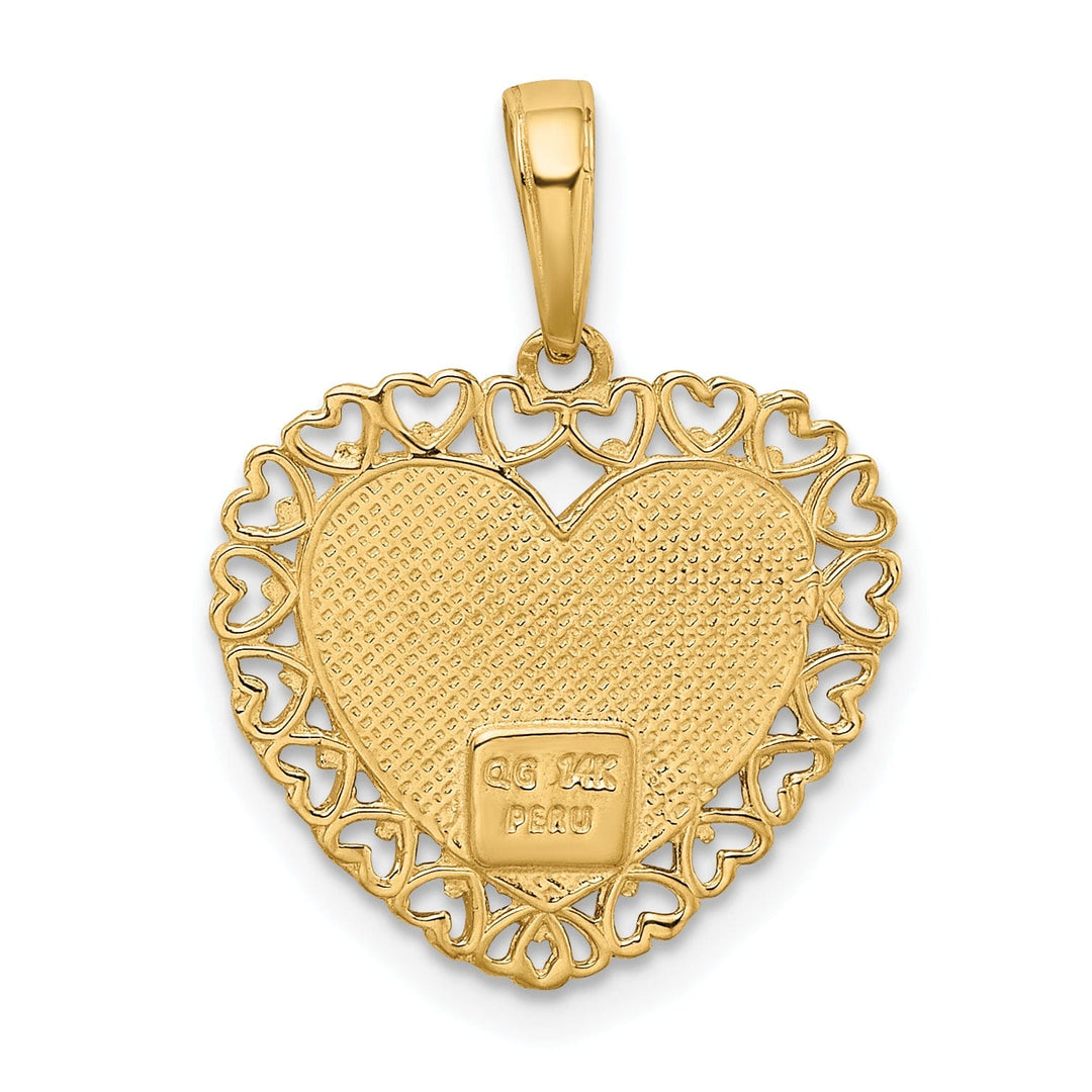 14k Two Tone Gold Grandma Heart Charm Pendant