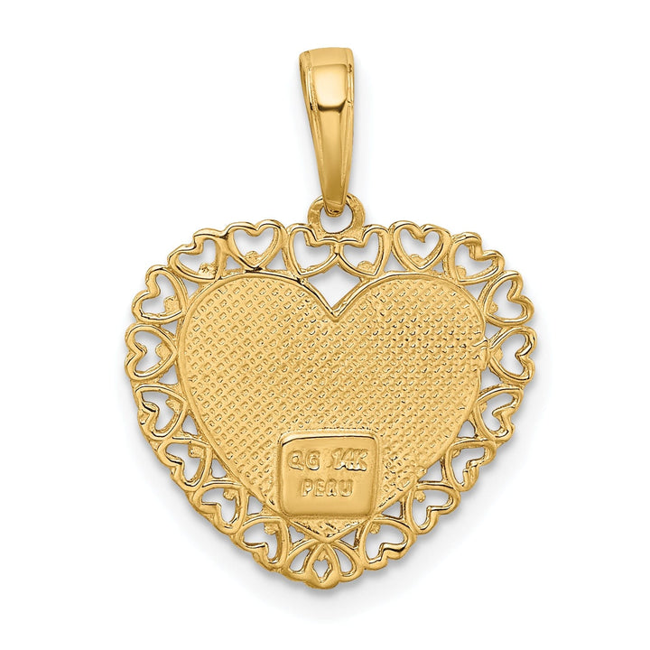 14k Two Tone Gold Grandma Heart Charm Pendant