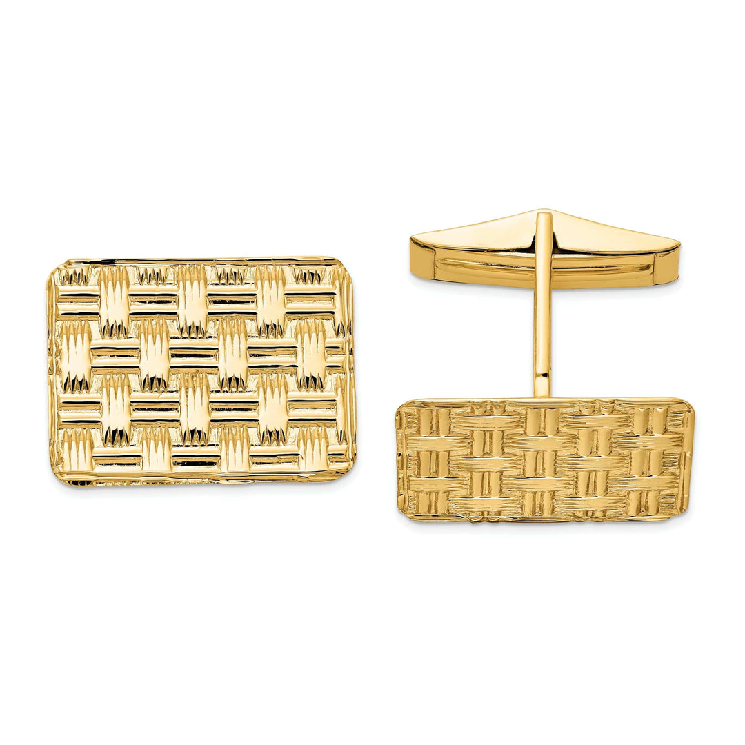 14k Yellow Gold Solid Rectangular Cuff Links