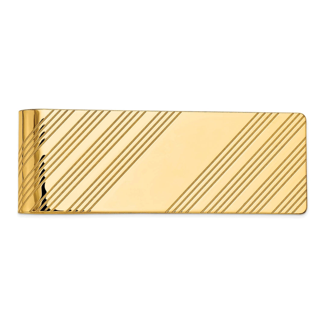 14k Yellow Gold Solid Line Design Money Clip.