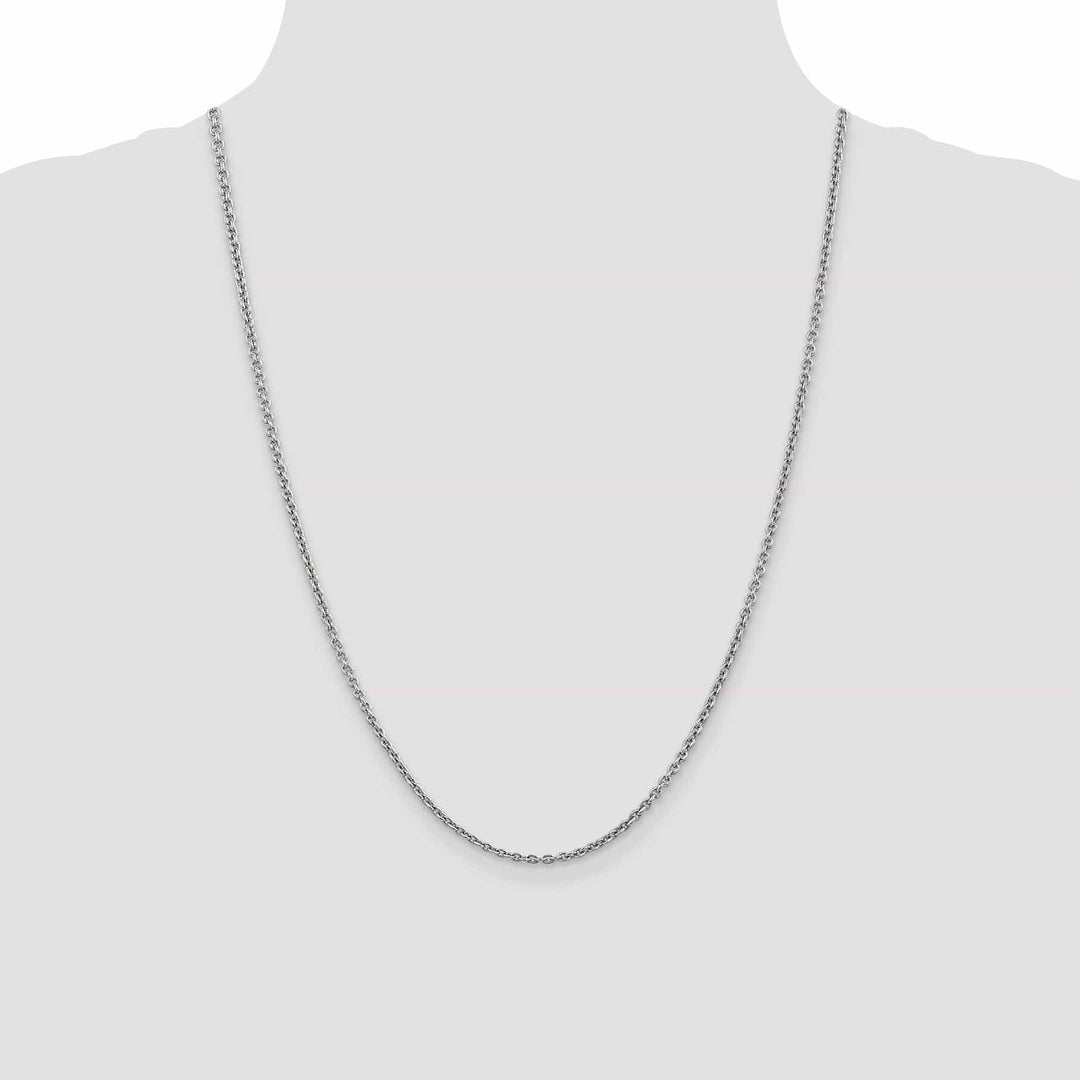 14k White Gold 2.20m Solid Polish Cable Chain
