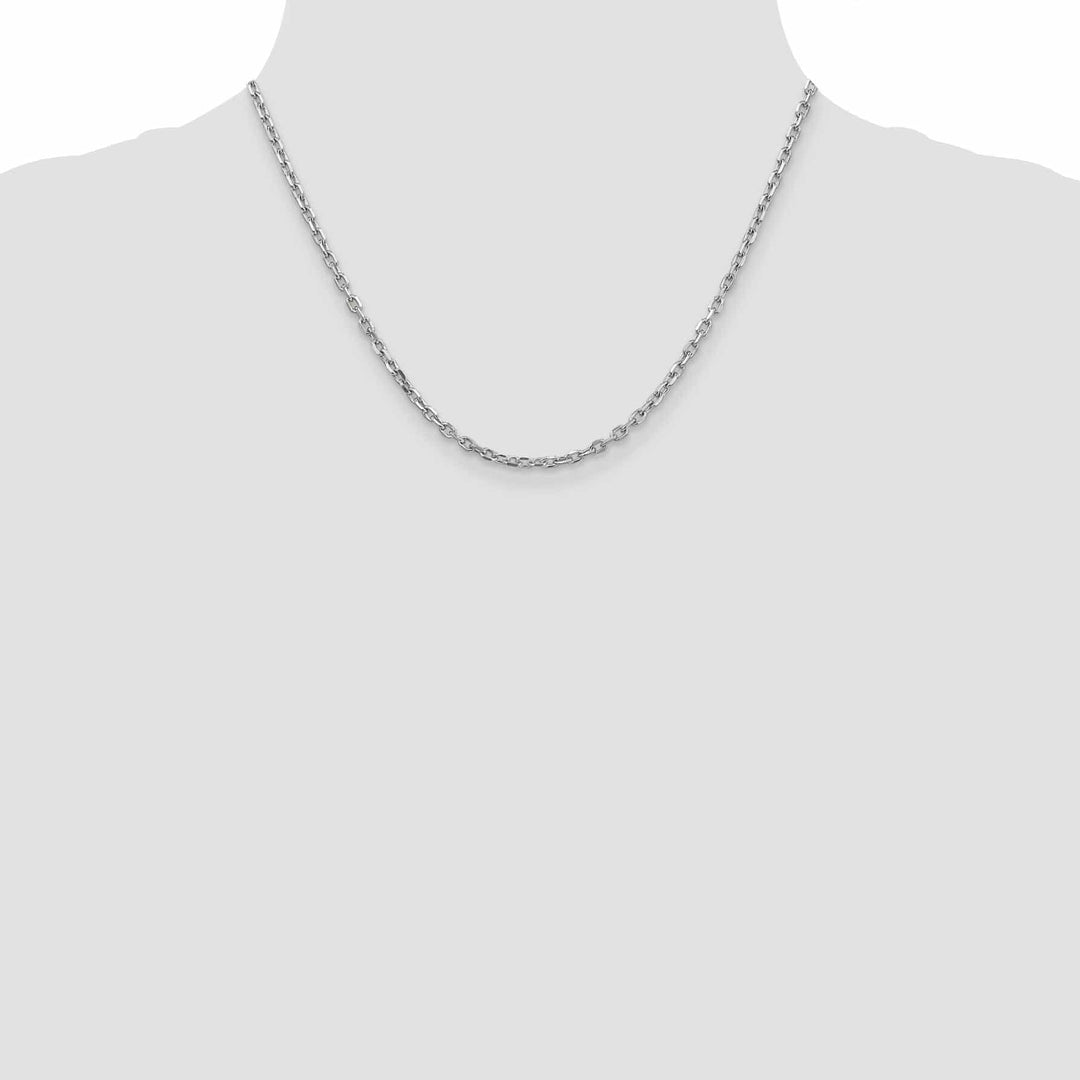 14k White Gold 3.00mm Round Link Cable Chain