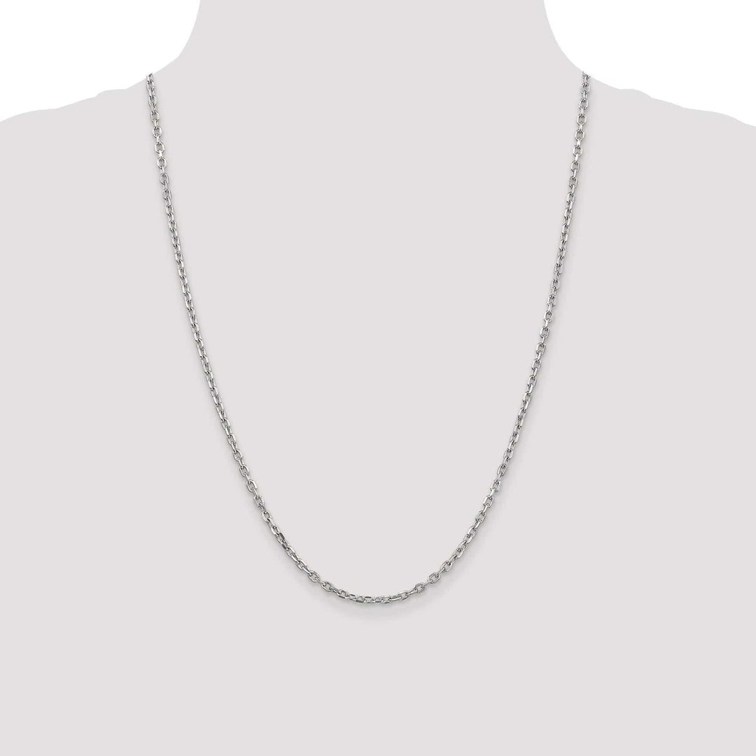 14k White Gold 3.00mm Round Link Cable Chain