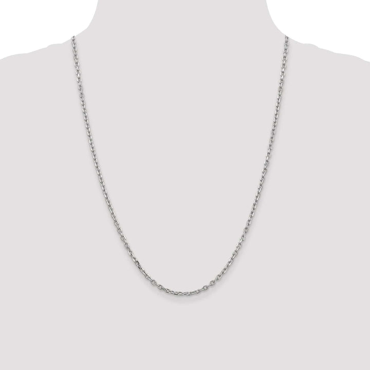 14k White Gold 3.00mm Round Link Cable Chain