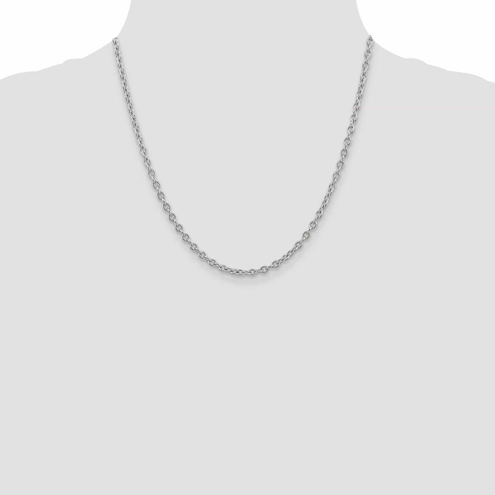 14k White Gold 3.20mm Round Link Cable Chain