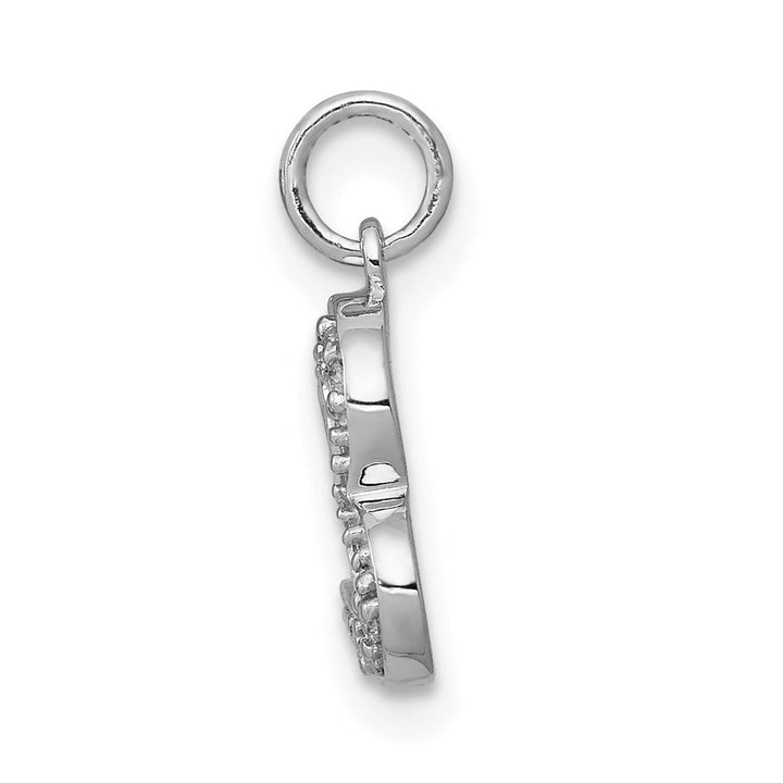 14k White Gold Polished 1/20ct. Diamond Curved Heart Charm Pendant