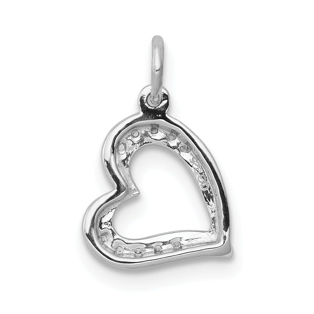 14k White Gold Polished 1/20ct. Diamond Curved Heart Charm Pendant