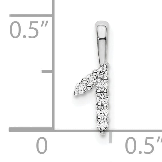 14k White Gold Polished Finish with Diamonds Number 1 Pendant
