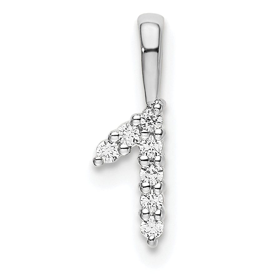 14k White Gold Polished Finish with Diamonds Number 1 Pendant
