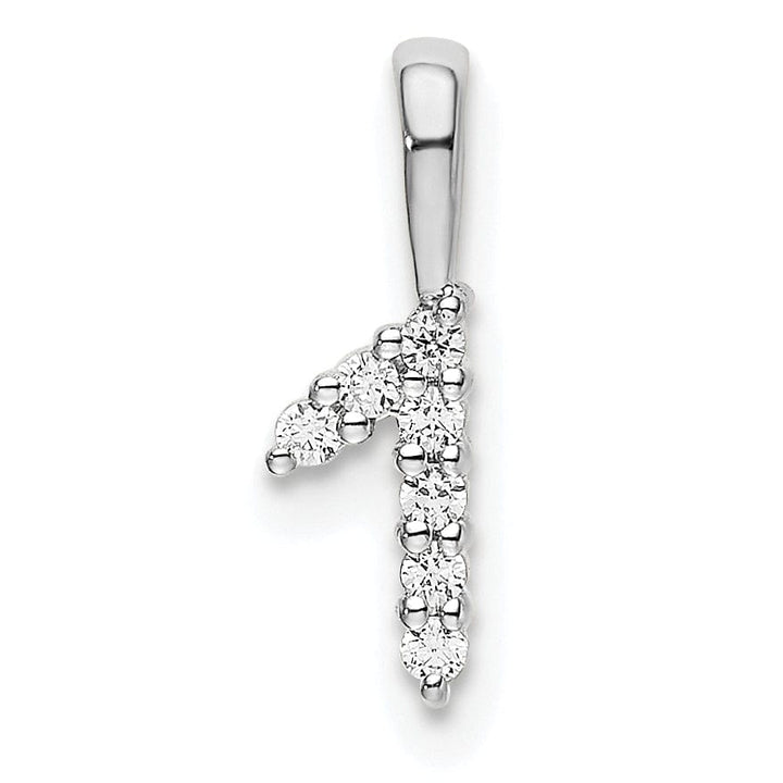 14k White Gold Polished Finish with Diamonds Number 1 Pendant