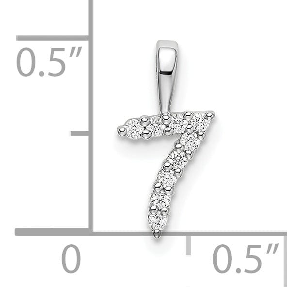 14k White Gold Polished Finish with Diamonds Number 7 Pendant