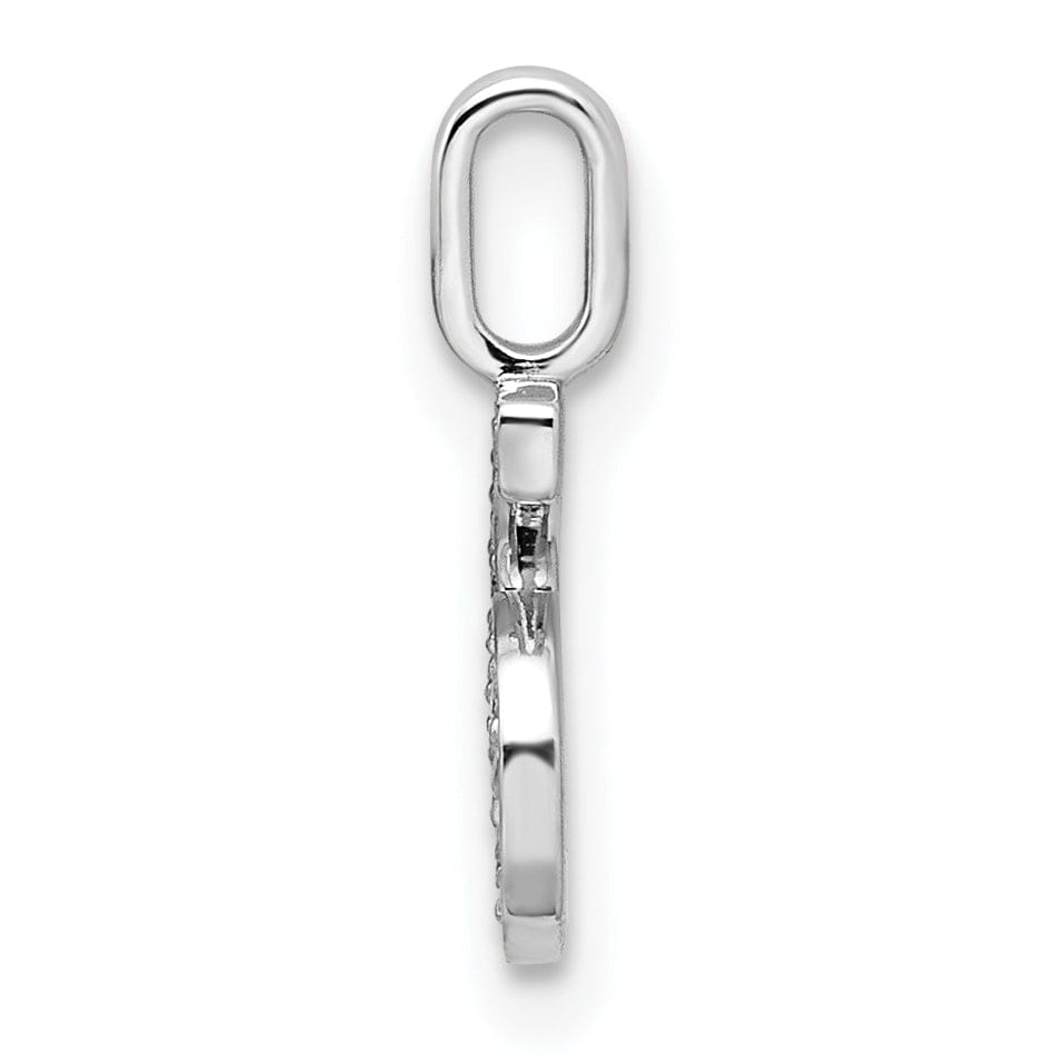 14k White Gold Polished Finish with Diamonds Womens Number 6 Charm Pendant
