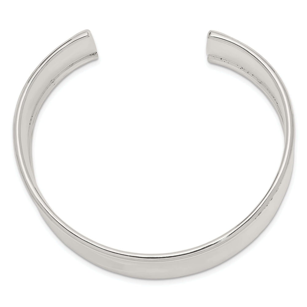 Silver Polish Finish Hollow Concave Cuff Bangle