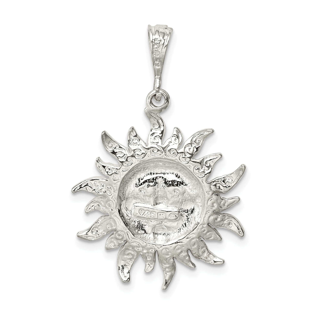 Silver Polished Finish Sun Charm Pendant