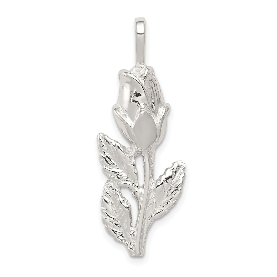 Solid Sterling Silver Polished Rose Bud Charm
