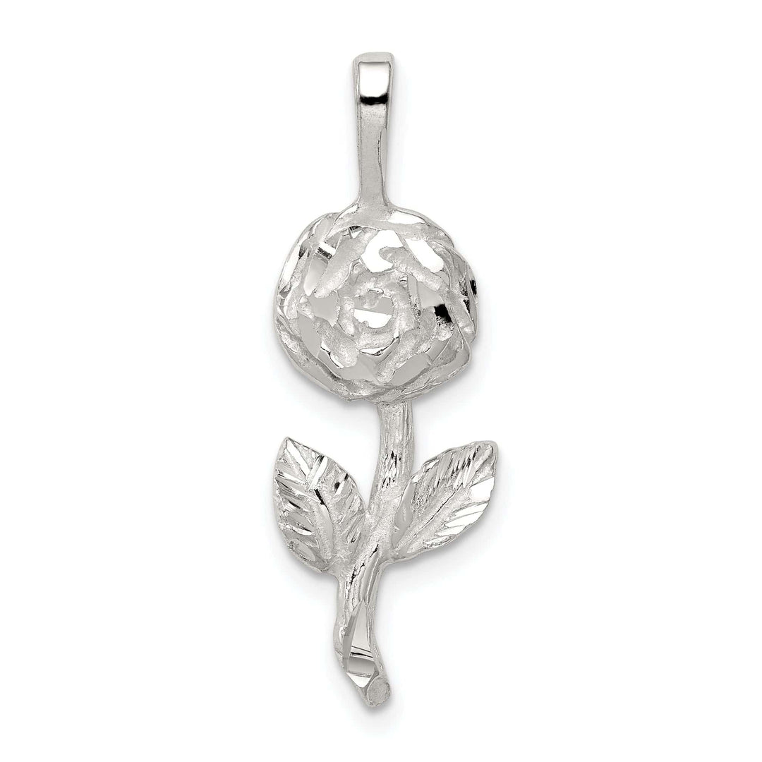Solid Sterling Silver Polish Finish Rose Charm