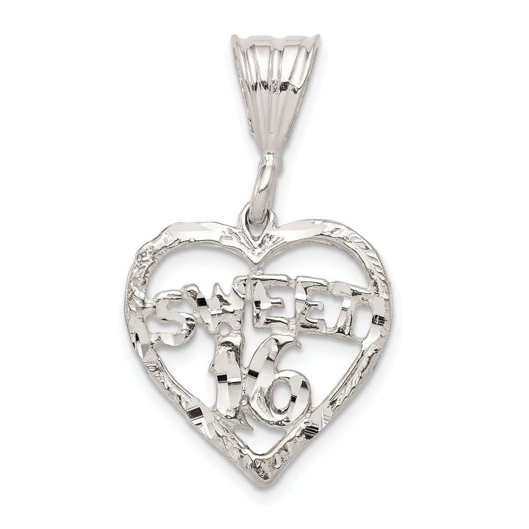 Sterling Silver Heart Design Sweet 16 Pendant