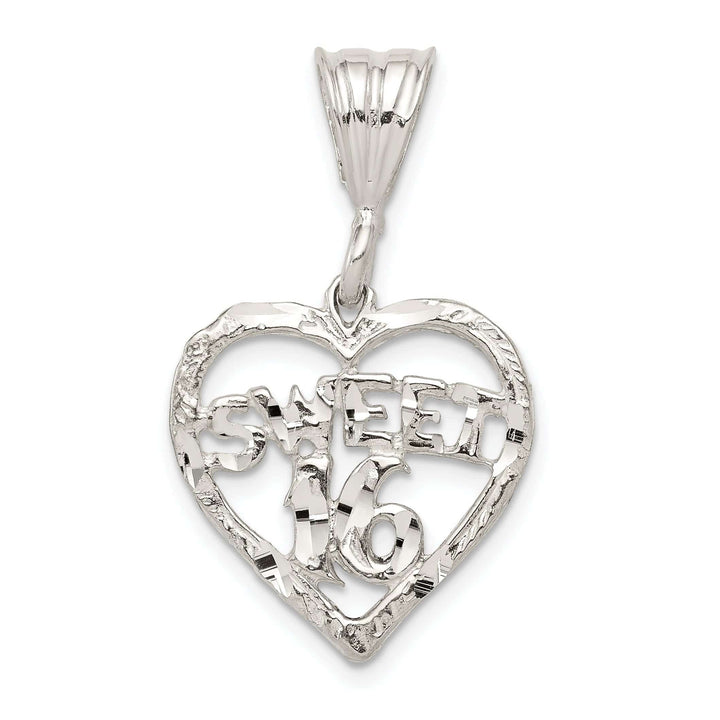 Sterling Silver Heart Design Sweet 16 Pendant