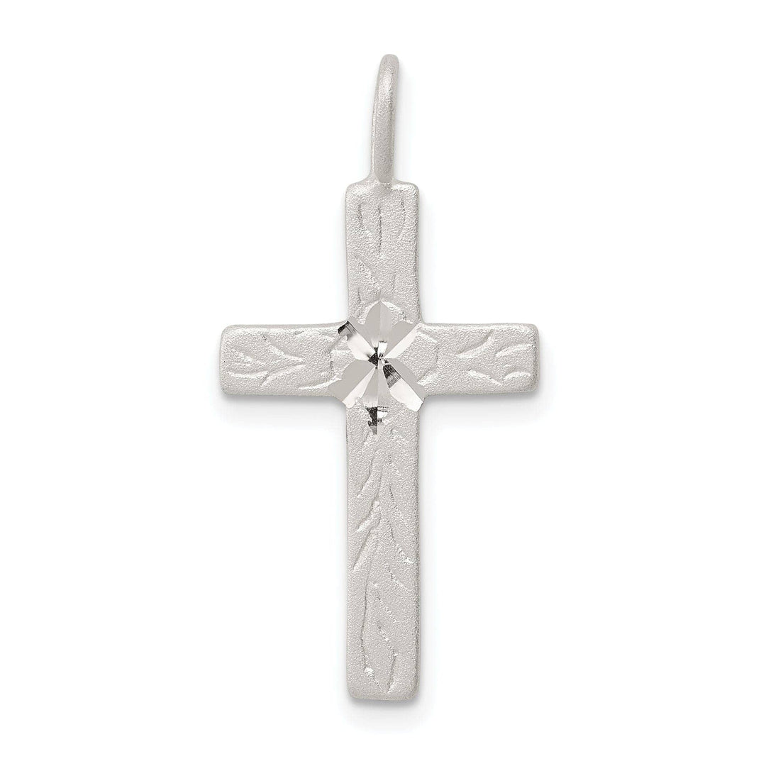 Silver Polish Satin Finish Latin Cross Pendant