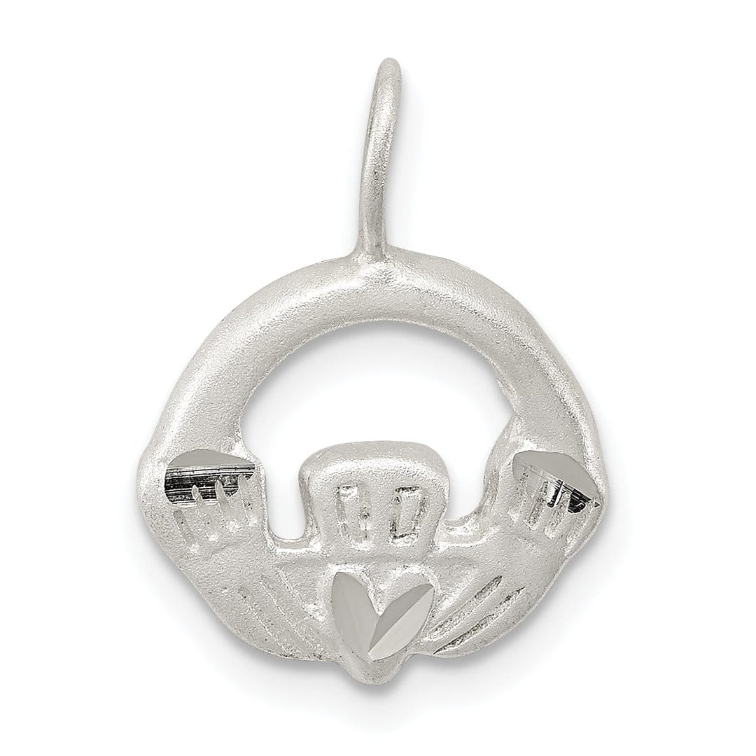 Sterling Silver Satin Finish Claddagh Charm
