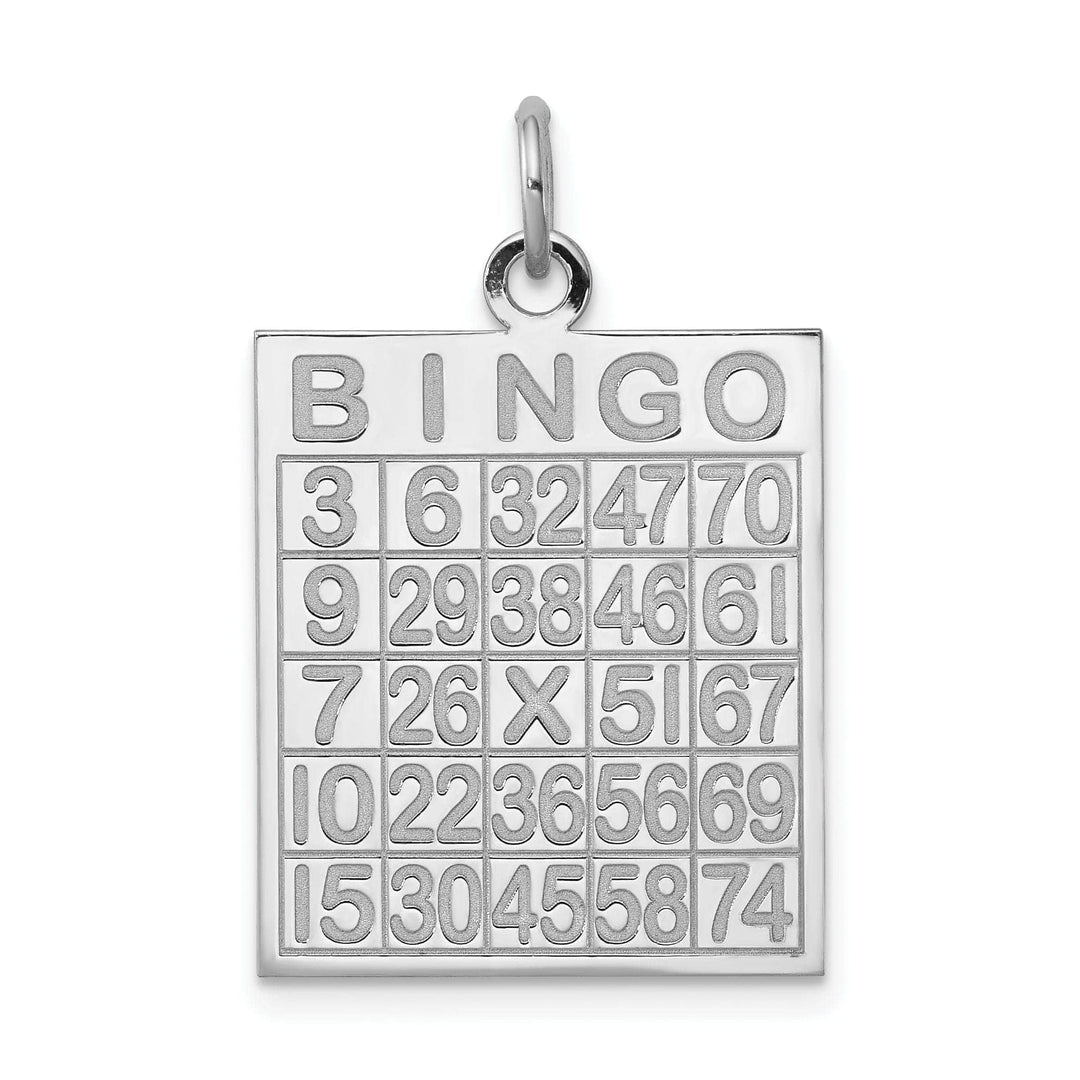 Silver Polished Finish Stamped Bingo Card Charm