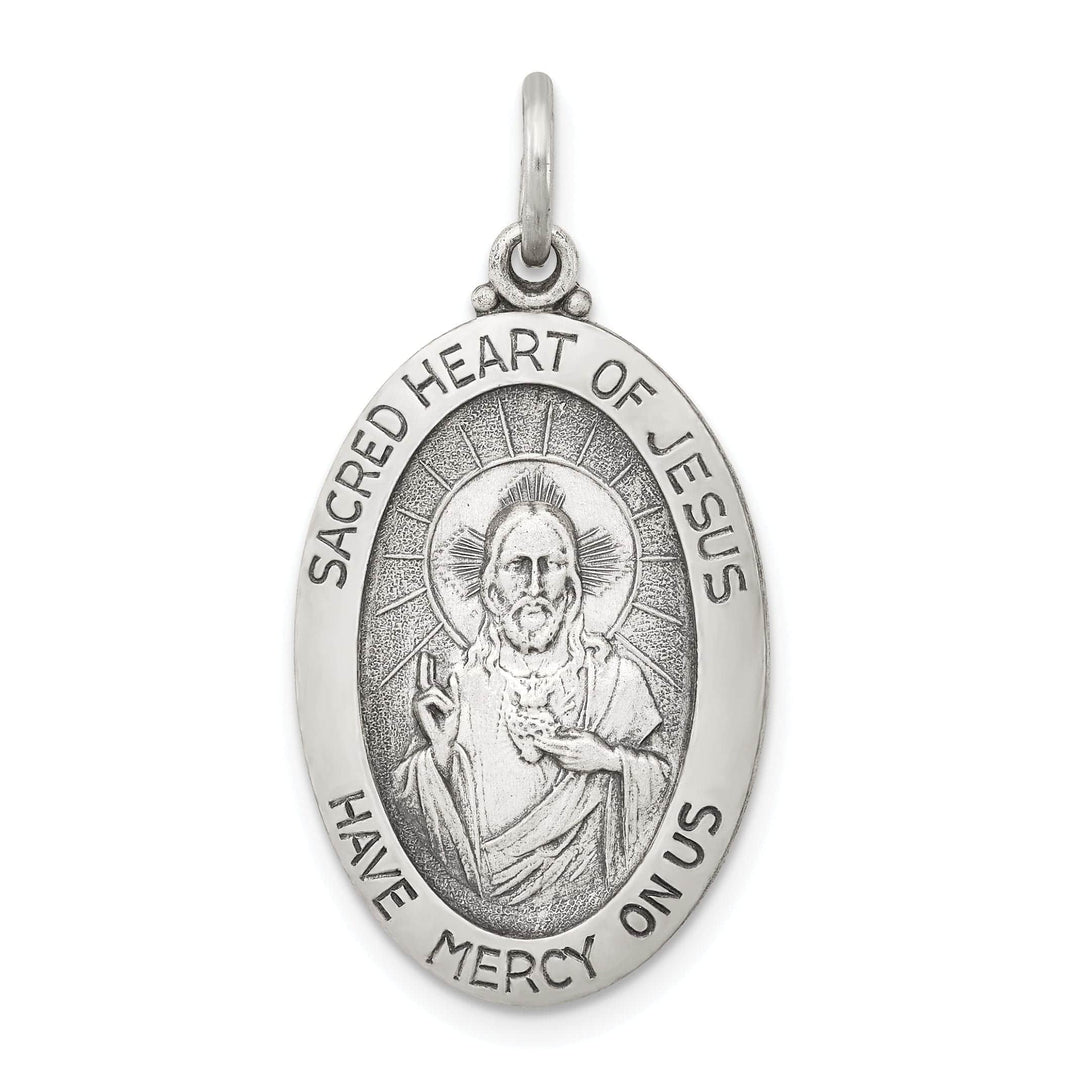 Sterling Silver Sacred Heart of Jesus Medal