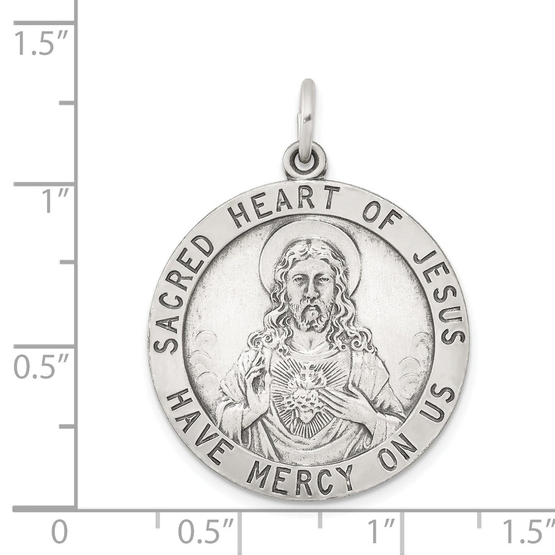 Sterling Silver Sacred Heart of Jesus Medal
