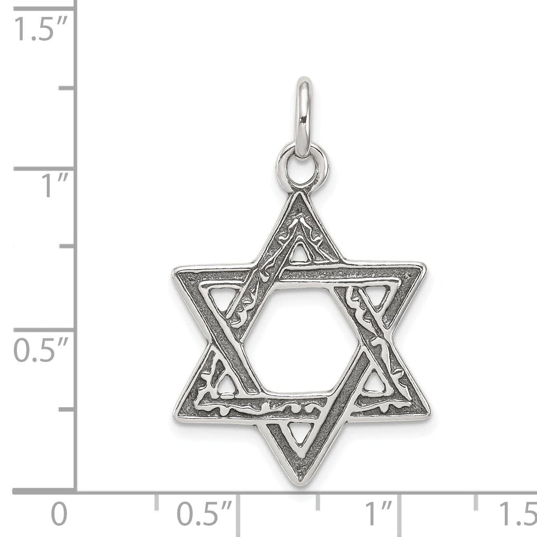 Silver Antiqued Star of David Charm Pendant