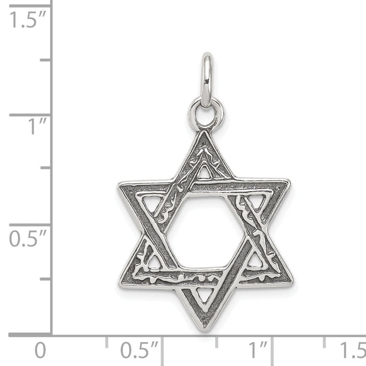Silver Antiqued Star of David Charm Pendant