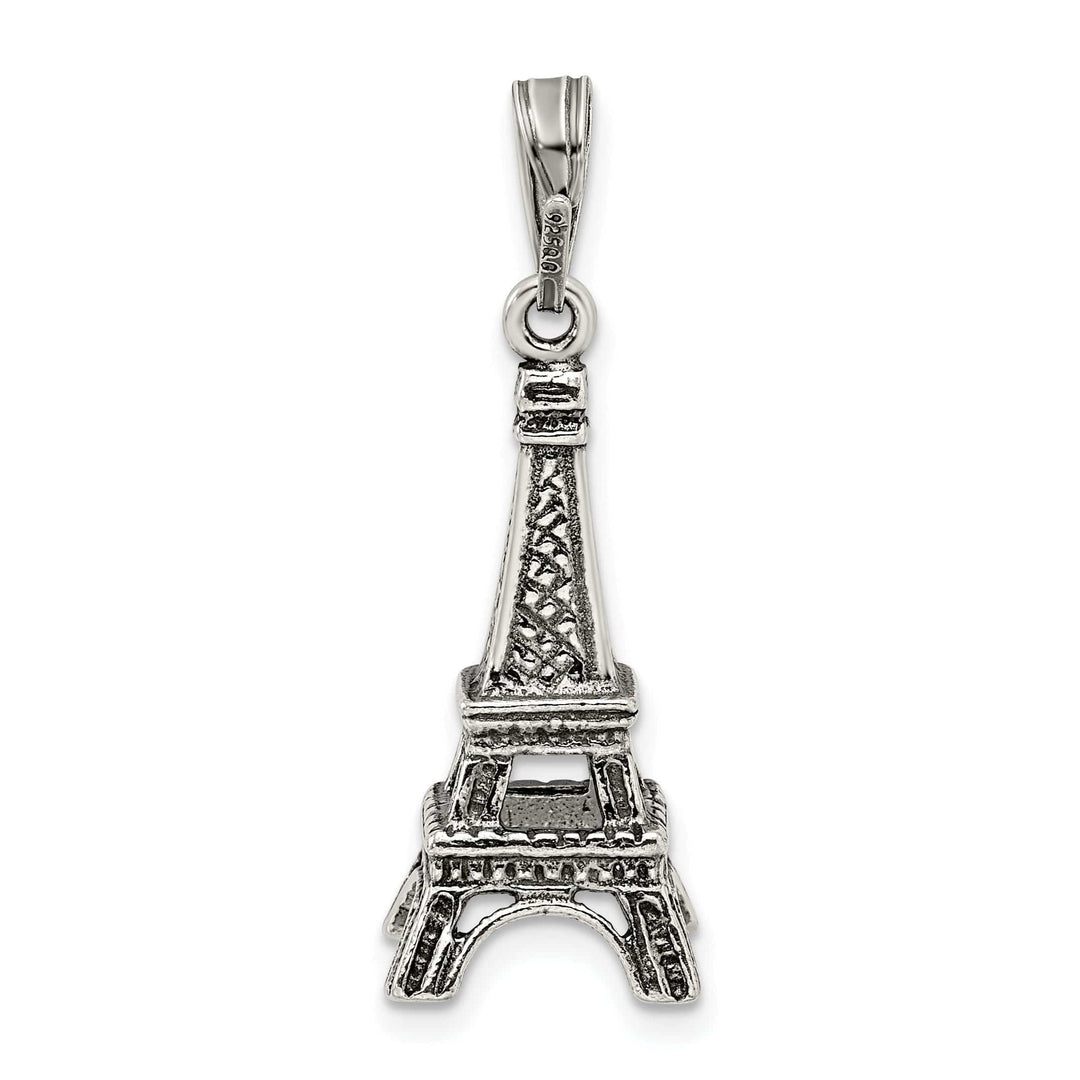 Silver Polished Finish 3-D Eiffel Tower Charm