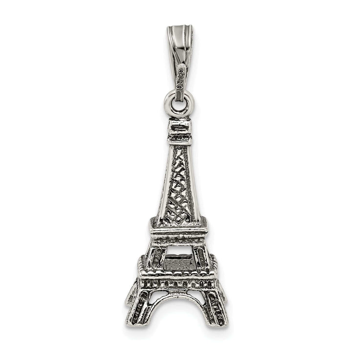 Silver Polished Finish 3-D Eiffel Tower Charm
